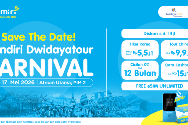 Dapatkan Cahsback Hingga 15Juta di Mandiri Dwidayatour Carnival
